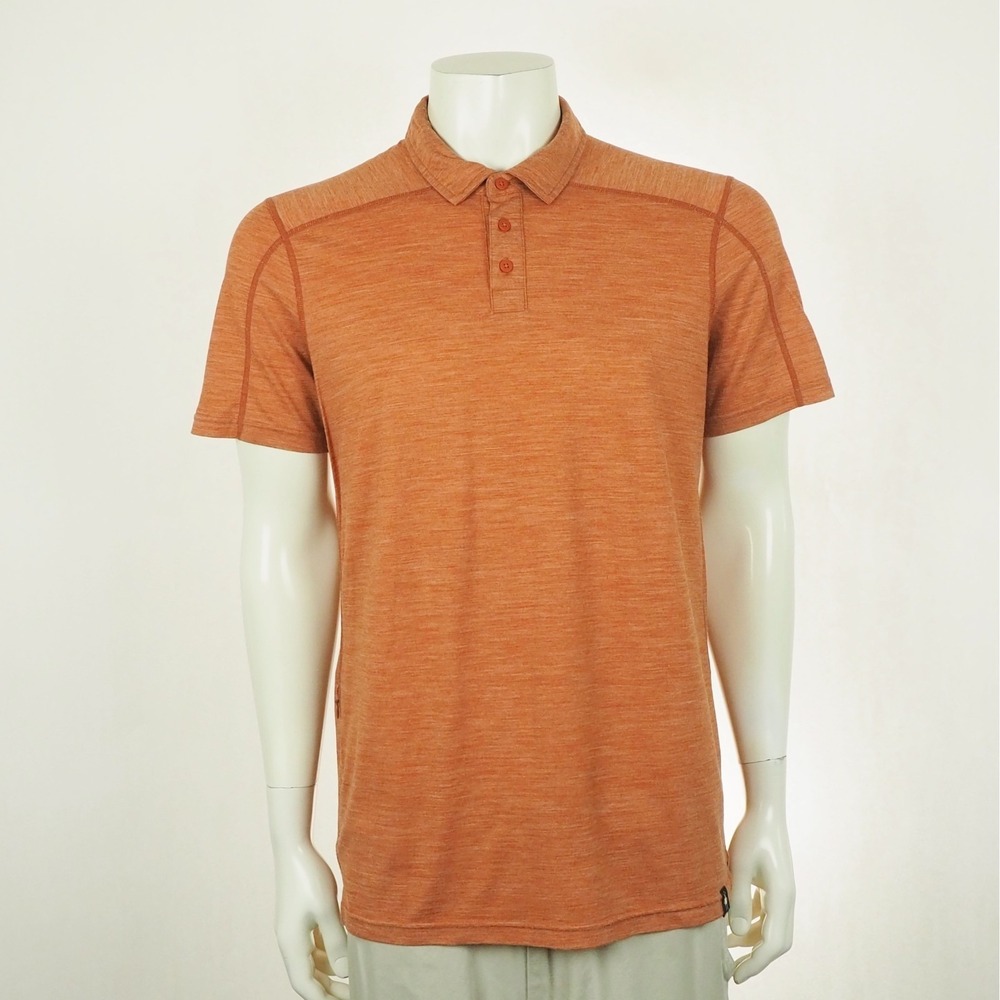 Smartwool Merino Sport 150 Polo Shirt Mens Medium Orange Wool Blend Outdoor